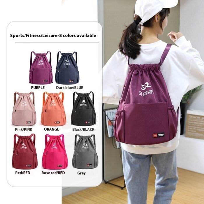 Drawstring Solid Color Simple Drawstring Lightweight Double-shoulder Backpack