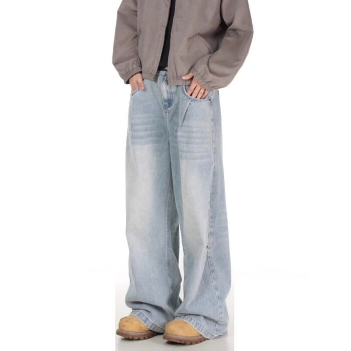 Lazy Straight Washed Jeans For Men