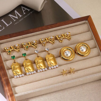 Light Luxury High-grade Oil Pressure 18K Gold Earrings